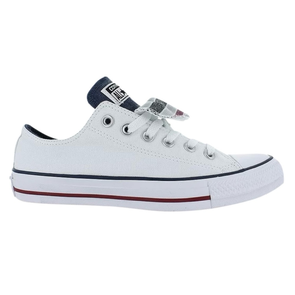 White Converse Size 8.5 Double Tongue Low
